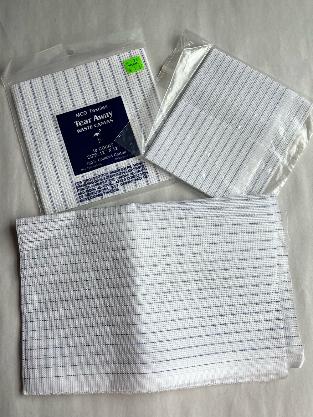Tear Away Waste Canvas Cross Stitch Remnants Bundled Lot Of 3